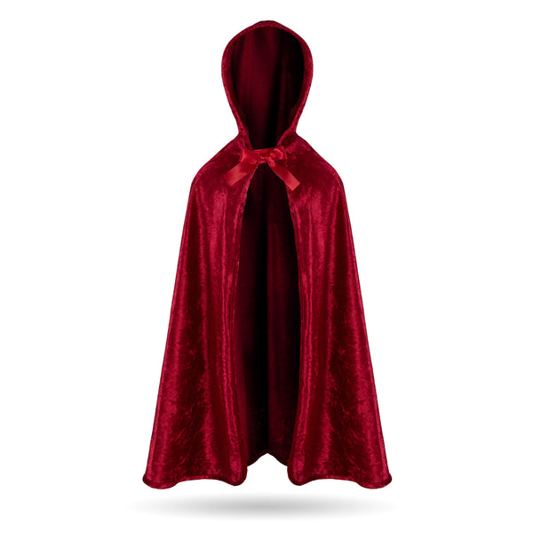 red riding hood kids costume a red velvet cape with a hood