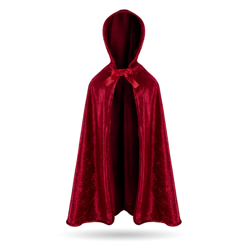 red riding hood kids costume a red velvet cape with a hood