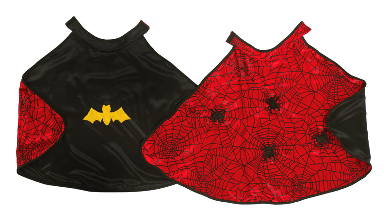 reversible kids cape in batman and spiderman print