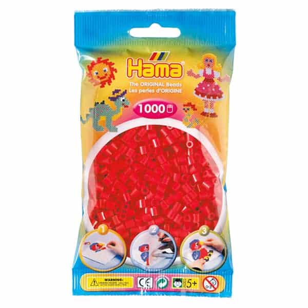 a bag of 1000 hama beads in red colour