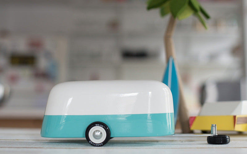 Candylab Wooden Car Toys - Camper in multi colour print