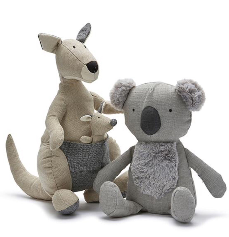 keith and a kangaroo soft toy
