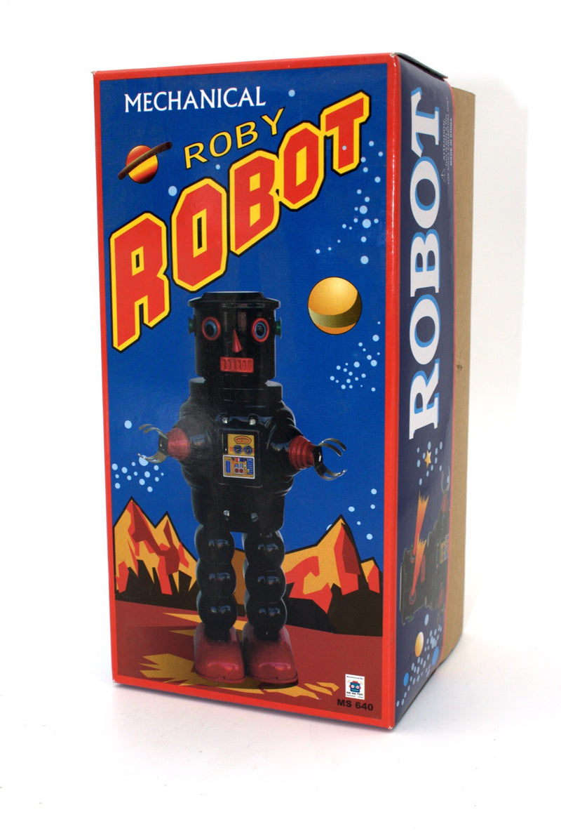 Tin Collectible robot. roby robot can walk & move his head. Wind-up & watch him move forward. A great addition to any robot collection. 