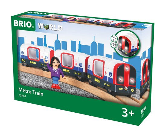 A beautiful Londonesque metro train includes 1x Engine, 2x Carriages, 1x Figure The item measures 25.6 x 4 x 5cm