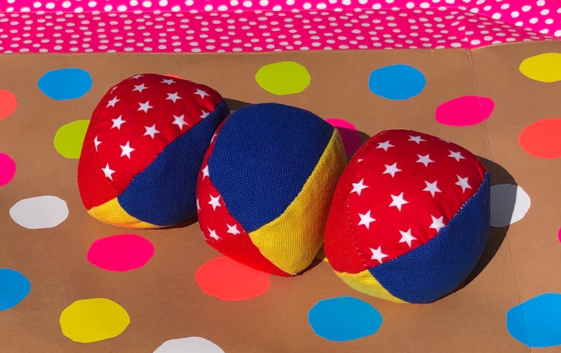 Juggling Balls - Blue Red and Yellow with Stars