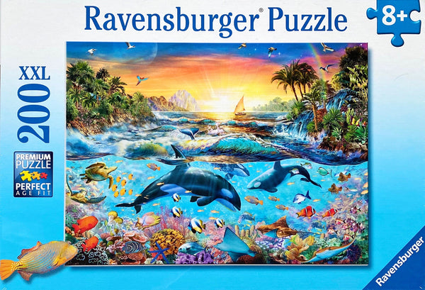 Magnificent colourful ocean above and under water. Puzzle sizes 49 x 36 cm Box Size 32 x 23 x 3 cm Recommended age 8 + Made in Czech Republic