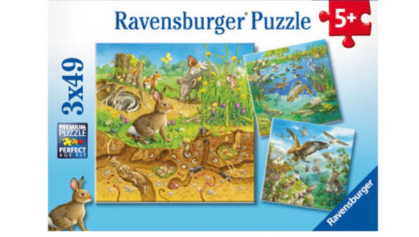 Ravensburger - Jigsaw Puzzle, 3 x49 Pieces, Animals in Their Habitats