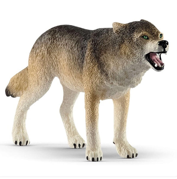 This Schleich wolf looks like it is howling. It is said that wolves howl at the moon but their sounds actually serve to communicate with each other. Size height 6 cm,  length 10 cm , width 2.5 cm  Recommended age 3-8 years 