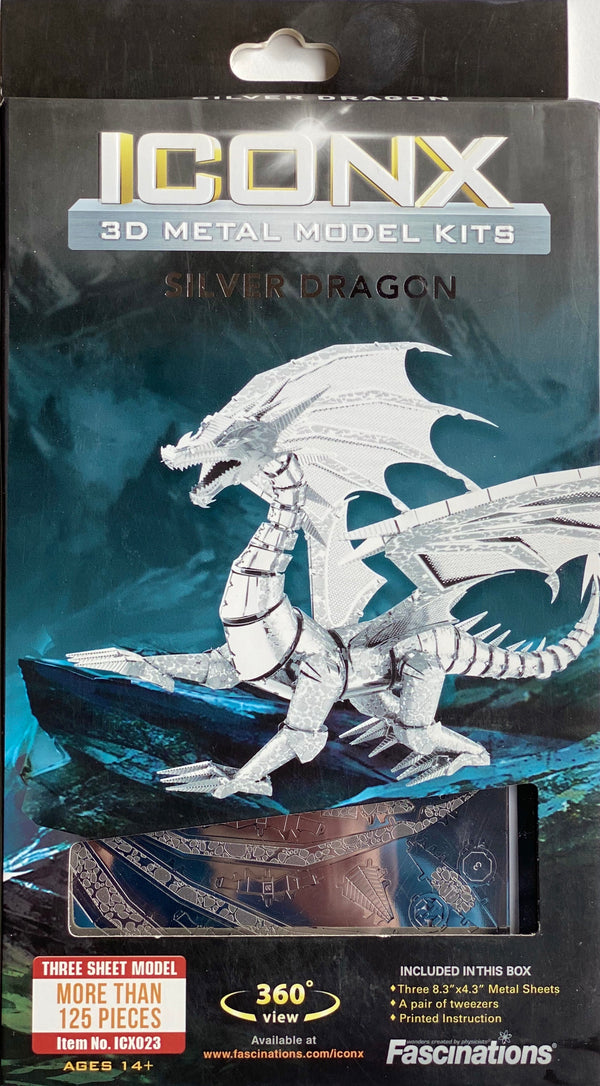 Metal Earth - ICONX Silver Dragon -3D Metal Model Kit