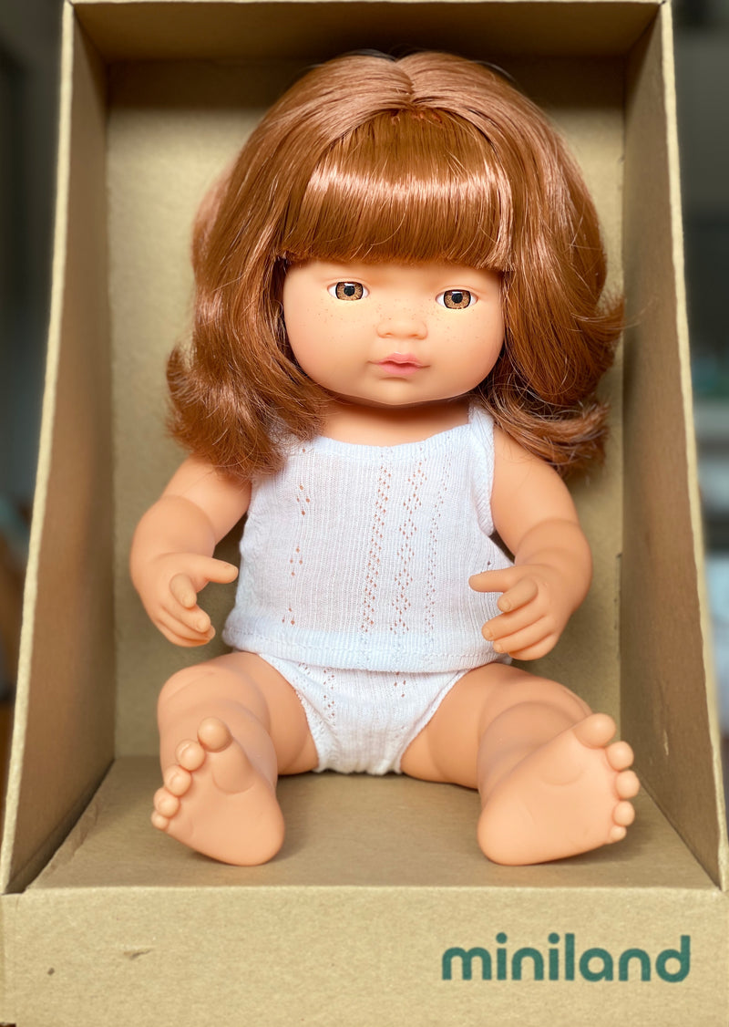 Miniland - Vinyl Doll 38cm Girl Red Hair