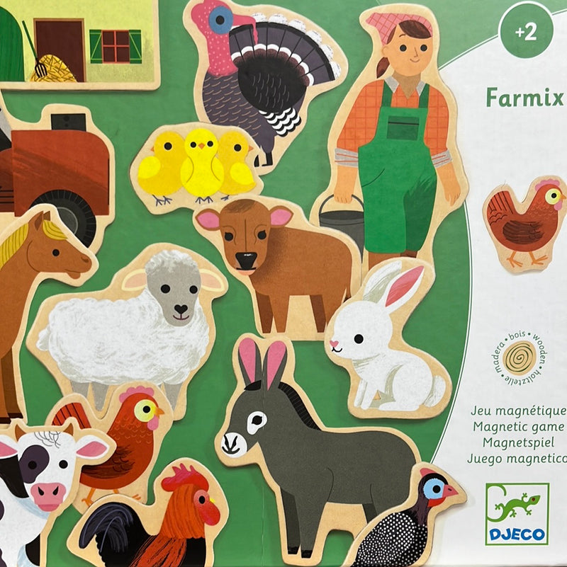 Djeco - Wooden Fridge Magnets, Farmix