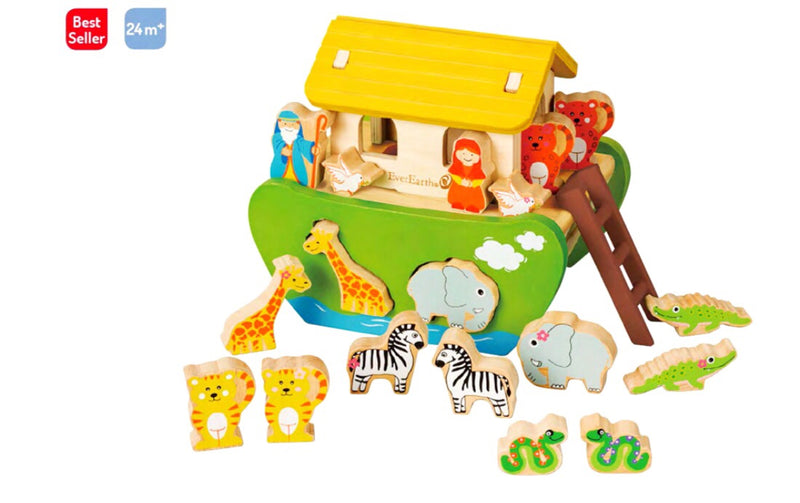 everearth noah's ark concept shape sorting wooden toy