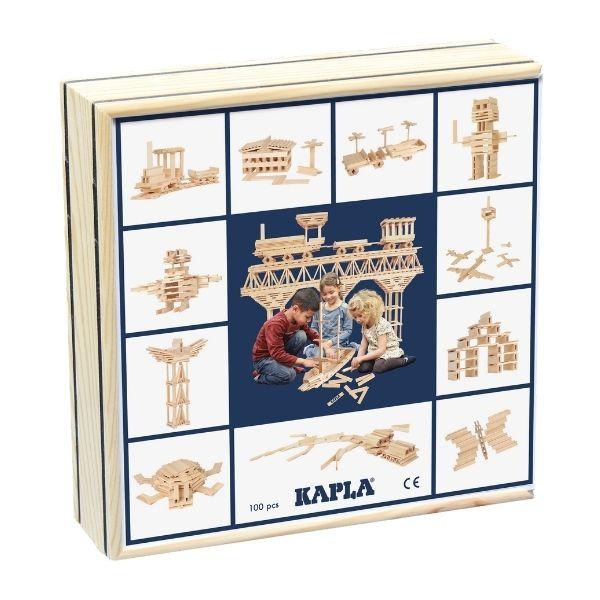 the outer box of the kapla 100 piece wooden plank set in natural