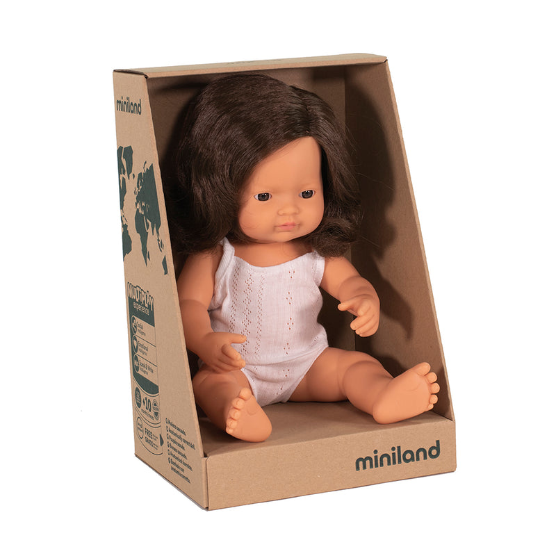 Miniland - Vinyl Doll 38 cm Caucasian Girl Brunette