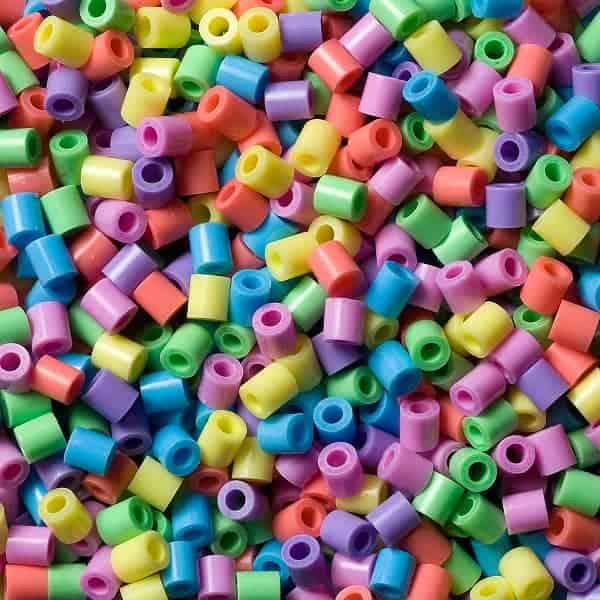 1000 pastel hama beads all loose showing off the pastel rainbow colours