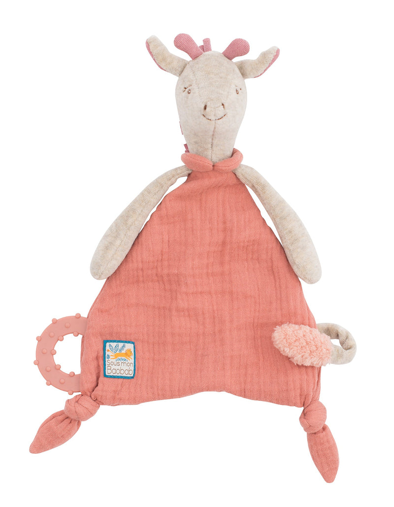 Moulin Roty -  Sous mon Baobab Giraffe Doudou with Pacifier Holder