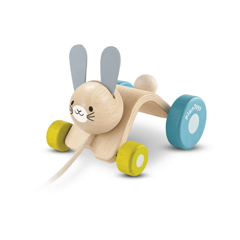 plan toys wooden pull along hopping rabbit for babies and toddlers