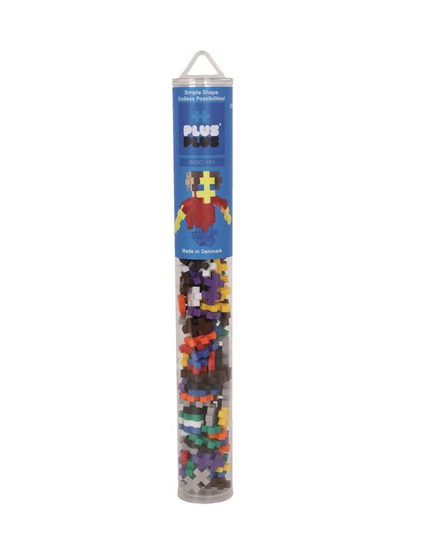 plus plus brand, a clear tube containing 100 plus plus pieces in various colours