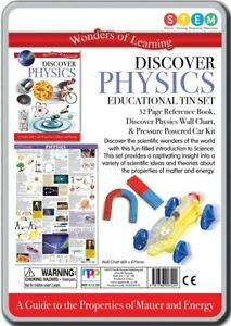 the back of the discover physics tin set physics science kit for kids